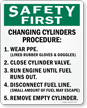 OSHA Safety First Changing Cylinders Procedure Sign