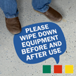 Chat Bubble - Please Wipe Down Equipment Before and After Use  