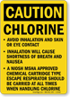 Caution: Chlorine Avoid Inhalation, Skin-Eye Contact Sign