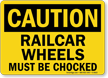 Caution Railcar Wheels Chocked Sign