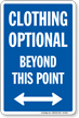 Clothing Optional Beyond Point sign, Bidirectional Arrow