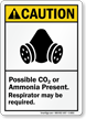 Possible Co2 Present Respirator May Required Caution Sign