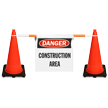 Cone Bar Barricade Sign