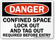 Danger Confined Space LockOut TagOut Sign