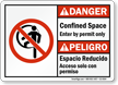 Confined Space Enter By Permit Only Bilingual Sign