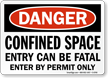 Danger Confined Space Fatal Permit Sign