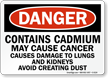 Contains Cadmium May Cause Cancer OSHA Danger Sign