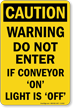 Don't Enter If Conveyor On Light Off Sign