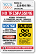 Custom No Trespassing Combination Construction Sign