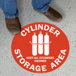 Cylinder Storage Area, Keep Cylinders Chained Floor Sign
