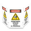 Danger: Confined Space Entry in Progress (with Symbol) Interlocking Barricade Sign