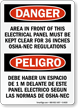 Electrical Panel Front Area Keep Clear Bilingual Sign
