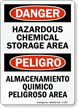 Hazardous Chemical Storage Area Bilingual Sign