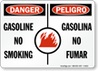 Danger No Smoking Bilingual Sign