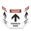 Danger: Overhead Work with Upright Arrow Interlocking Barricade Sign