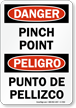 Bilingual Danger Pinch Point Sign