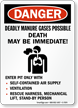 Deadly Manure Gases Possible Death OSHA Danger Sign