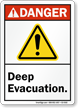 Deep Evacuation ANSI Danger Sign With Graphic