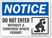 Do Not Enter Without Confined Space Permit Notice Sign