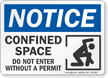 Confined Space Do Not Enter Without Permit Notice Sign