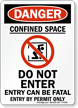 Danger Confined Space Fatal Sign