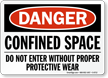 Danger Confined Space Protective Wear Sign
