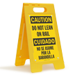 Do Not Lean On Rail Bilingual Floor Sign