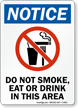 Do Not Smoke, Eat Or Drink Sign
