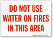 Do Not Use Water On Fires Sign