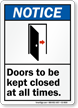 Doors Be Kept Closed At All Times Sign