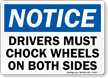 Drivers Must Chock Wheels On Both Sides Sign
