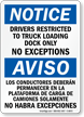 Drivers Restricted To Truck Loading Dock Sign
