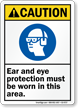 Ear Eye Protection Be Worn In Area Sign