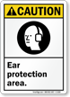 ANSI Caution Ear Protection Area Sign