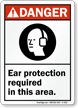 Ear Protection Required In This Area Danger Sign