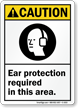 Ear Protection Required ANSI Caution Sign