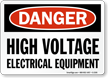 Danger High Voltage Electrical Equipment Sign