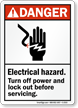 Danger (ANSI) Sign: Electrical Hazard Turn Off Power
