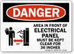Electrical Panel Keep Clear 36 Inches Danger Sign