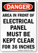 OSHA Danger Electrical Panel Keep Clear Sign