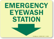 Emergency Eyewash Station Sign (Arrow Down)