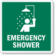 Emergency Shower With Graphic Sign