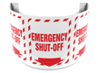 180 Degree Projecting Emergency Shut Off Sign with arrow