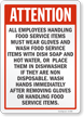 Employees Handling Food Service Items Must Wear Gloves Sign
