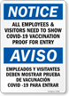 Employees Need To Show Vaccination Proof Bilingual Sign