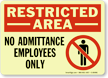 Restricted Area Admittance Employees Sign
