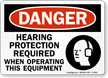 Hearing Protection Required When Operating Equipment Sign