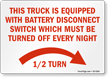Equipped With Battery Disconnect Switch Truck Safety Sign