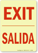 Bilingual Exit Salida Glow-in-the-Dark Sign