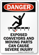 Exposed Conveyors Moving Parts Cause Severe Injury Sign